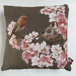 Art De Lys Bird On Cherry Blossom Branch Made in France Throw Pillows Stunning